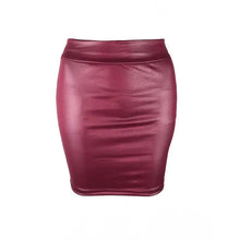 Load image into Gallery viewer, Mandotos Black Imitation Leather Pencil Mini Skirt High Waist Korean Fashion Women Wholesale Summer