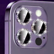 Load image into Gallery viewer, Glitter Diamond Rhinestones Metal Ring Camera Tempered Glass For iPhone 11 12 13 14 Pro Max Mini Plus Lens Protector Full Cover 9H Tempered Glass Camera Lens Protector Metal Single Ring Full Coverage Camera Lens Protector