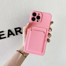 Load image into Gallery viewer, White Luxury Card Holder Phone Case for iPhone 13 12 Pro Wallet Soft Back Cover Shockproof Cute Protective Case for iPhone Cute Case With Card Holder