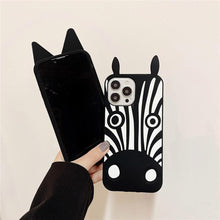 Load image into Gallery viewer, Cute 3D Little Ear Silicone Phone Case For Iphone 13 Pro Max X Xr Xs 11 12 Pro Max Cartoon Dog 3D Cartoon Puppy Black And White Color Cute Cover
