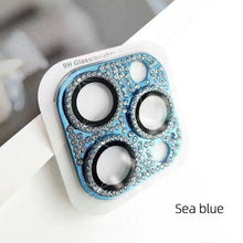 Load image into Gallery viewer, Camera Protector For iPhone 14Pro 14 13 12 Pro 11 Max Bling Glitter Diamond Metal Lens Glass Film 13Pro 14Plus 14 14ProMax Ring Shiny Diamond Metal Cover Glass Lens Protector Accessories