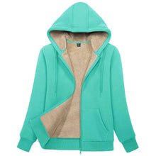 Load image into Gallery viewer, Sherpa-Lined Fleece Zip-Up Hoodie Jacket Women