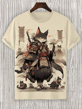 Load image into Gallery viewer, Samurai Cat Graphic T-Shirt – Japanese Style 3D Print Men's Tee