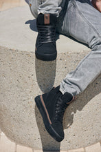 Load image into Gallery viewer, CALTO - S3422 - 2.4 Inches Taller (Black/Coffee Brown) - Cap Toe High Top Zip-Up Sneaker Boots