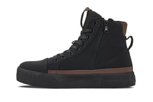 Load image into Gallery viewer, CALTO - S3422 - 2.4 Inches Taller (Black/Coffee Brown) - Cap Toe High Top Zip-Up Sneaker Boots