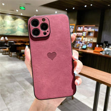Load image into Gallery viewer, Cute Love Heart Leather Phone Case Soft Shockproof Case for Women Fashion Love Heart Leather Phone Case For iPhone 13 12 11 Pro Max X XR XS Max Camera Protection Soft Back Phone Cover For Couples
