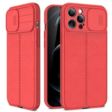 Load image into Gallery viewer, Luxury Leather Black Shockproof Phone Case on For iPhone 13 12 11 14 Pro Max XR X XSMax 14 Case Camera Lens Protection Soft Back Cover Thin Shockproof Case with Slide Camera Case for iPhone