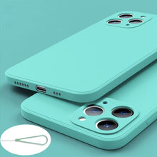 Load image into Gallery viewer, Square Silicone Case for IPhone 13 Pro Max 12 Mini Full Protector Silicone Ultra-Thin Shockproof Case Soft Scratch-Resistant Microfiber Lining Cover With Strap
