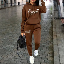 Load image into Gallery viewer, Women’s “Queen” Graphic 2-Piece Hoodie & Pants Tracksuit Set