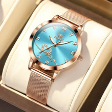 Load image into Gallery viewer, OLEVS Luxury Fashion Ladies' Watches Rose Gold Top Brand Original Quartz Watch for Women Stainless Steel Mesh Strap Love Dial