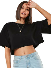Load image into Gallery viewer, New Sport T-Shirt: Loose Cotton Crop Top for Dance & Gym