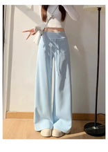 Load image into Gallery viewer, Gray High-Waist Loose Wide-Leg Straight Pants Women