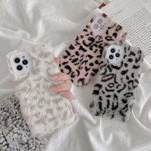 Load image into Gallery viewer, Fashion Fluffy Plush Leopard Camera Protection Phone Case For iphone 13 11 12 Pro MAX X XS XR Winter Warm Girl Soft and Comfortable Case Unique Design Soft Cover
