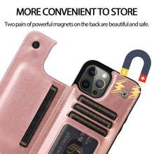 Load image into Gallery viewer, Wallet Stand Cover Flip Leather Case For iPhone 14 Pro Max 13 Pro Max 12 Pro Max 11 Pro Max Soft PU Leather Card Case With Kickstand Slim Double Magnetic Clasp Protective Cover