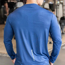 Load image into Gallery viewer, Men's Sports Fitness Long Sleeve Outdoor Badminton Quick Dry Training Shirt Casual Thin Running Top Bodybuilding Sportswear