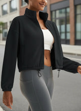 Load image into Gallery viewer, Winter Fleece Cropped Jacket with Stand Collar