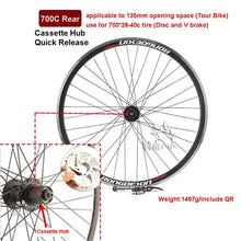 Load image into Gallery viewer, Cruiser Tour Bike Wheelset, Double Deck Rim, Front Wheel Disc, V Brake, Rear Back Wheels, Cassette and Screwed Hub, 36H, 700C