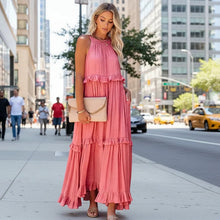 Load image into Gallery viewer, Elegant Apricot Ruffle Maxi Dress