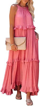 Load image into Gallery viewer, Elegant Apricot Ruffle Maxi Dress