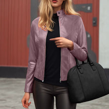 Load image into Gallery viewer, Women’s Slim Fit Faux Leather Moto Jacket