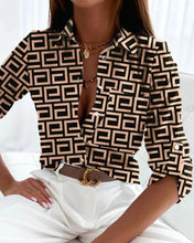 Load image into Gallery viewer, Women’s Stripe Print Long-Sleeve Blouse