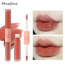 Load image into Gallery viewer, Double End Lip Glaze Full Gloss Mirror And Matte Velvet Long Term Color And Moisture Lip Gloss Anti Stain Cosmetic Lip Glaze