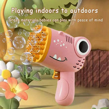 Load image into Gallery viewer, 40 Hole Dinosaur Bubble Handheld Bubble Machine Electric Bubble Gun Outdoor Wedding Party Toy