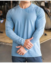 Load image into Gallery viewer, Men's Sports Fitness Long Sleeve Outdoor Badminton Quick Dry Training Shirt Casual Thin Running Top Bodybuilding Sportswear