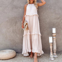 Load image into Gallery viewer, Elegant Apricot Ruffle Maxi Dress