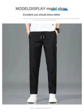 Load image into Gallery viewer, Ice Silk Men's Pants 2025 Summer New Black Gray Thin Business Casual Pants Outdoor Elastic Breathable Straight Leg Sweatpants