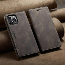 Load image into Gallery viewer, Vintage Wallet Case Card Holder Kickstand Built-in Magnetic Flip Leather Case for iPhone Leather Cases for iPhone 14 13 12 11 Pro Max Mini XR XS Max 8 7 6s Plus Wallet Flip Cover