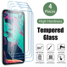 Load image into Gallery viewer, 4PCS Tempered Glass for iPhone 13 12 11 Pro Max Mini Screen Protector for iPhone 14 Pro Max 7 8 6 6S Plus SE 2020 X XR Xs Glass Easy Installation Frame Case Friendly Premium Tempered Glass for iPhone