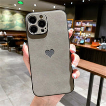 Load image into Gallery viewer, Cute Love Heart Leather Phone Case Soft Shockproof Case for Women Fashion Love Heart Leather Phone Case For iPhone 13 12 11 Pro Max X XR XS Max Camera Protection Soft Back Phone Cover For Couples