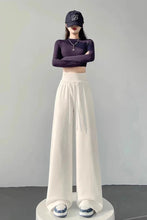 Load image into Gallery viewer, Gray High-Waist Loose Wide-Leg Straight Pants Women
