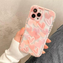 Load image into Gallery viewer, Cute Love Heart Soft Shockproof Bumper Transparent Phone Case For iPhone 12 13 Pro Max Silicone Back Cover Case Cute Side Small Pattern for Women Girls Soft Silicone Shockproof Protective Cover