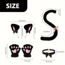 Load image into Gallery viewer, 5Pcs Sets Cat Paw Gloves Winter Cute Cartoon Girl Open Finger Gloves Bell Headband Fox Cat Ear Headwear