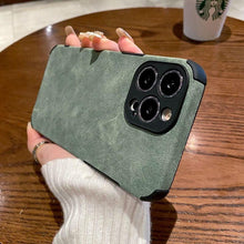 Load image into Gallery viewer, Vintage Green PU Leather Case For iPhone 13 12 11 Pro Max Mini XR XS X 7 8 Plus Luxury Silicon Bumper Shockproof Soft Cover Ultra Thin Slim Leather Case Anti-Scratch Hard Back Cover for iPhone