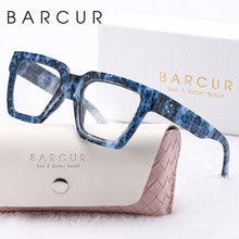 Load image into Gallery viewer, BARCUR Large Fashionable Frame Pink Reading Glasses for Women – Stylish Square Thick Frame Eyewear with Multi-Degree Options for Men & Women – Lightweight Blue Light Blocking Computer Glasses with White Gift Box for Home Office & Study