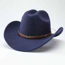 Load image into Gallery viewer, New denim hats for men and women, Western cowboy hats, five pointed star belt hats, soft woolen hats