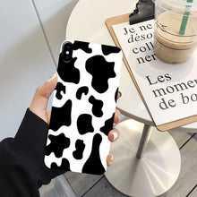 Load image into Gallery viewer, Slim Fit Lightweight Black White Print Silicone Case For iPhone 11 Pro 7 8 Plus X XR XS Max iphone 11 Cell Phone Case Cover White Black Pattern Print Silicone Unisex Case