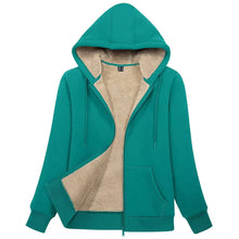 Load image into Gallery viewer, Sherpa-Lined Fleece Zip-Up Hoodie Jacket Women