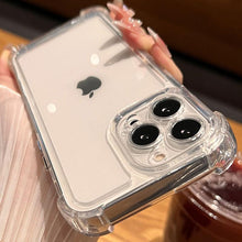 Load image into Gallery viewer, Luxury Shockproof Clear Hard Case For iPhone 14 13 12 11 Pro Max X XR XS 7 8 Plus Soft Silicone Bumper Transparent Cover Drop Protection iphone Protective Case Compatible With iPhone