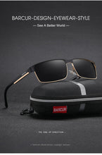 Load image into Gallery viewer, BARCUR Sunglasses Men’s Original Rectangle Fashionable Business Sunglasses – Polarized UV400 Protection for Driving Hiking Sports and Casual Wear – Trendy Fashion Shades Oculos De Sol with Anti-Reflective TAC Lenses