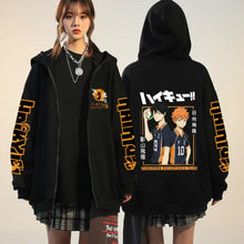 Load image into Gallery viewer, 🏐 Haikyuu!! Karasuno High School Zip-Up Hoodie – Unisex Anime Streetwear