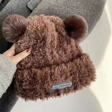 Load image into Gallery viewer, Letter Bear Ears Knitted Woolen Hat – Cute Cat-Ears Beanie for Women