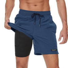Load image into Gallery viewer, Men's Swimming Trunks with Compression Liner 2 in 1 Quick-Dry Gym Sports Shorts Swim Shorts with Pockets Beach Swimming Trunks Quick Dry Swim Shorts with Pockets