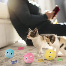 Load image into Gallery viewer, Smart Fluffy Plush Cat Ball Toys Interactive Chirping Balls Cat Kicker Toys 3 Lifelike Sounds Fun Kitty Kitten Toys Interactive Electric Cat Ball with Sound