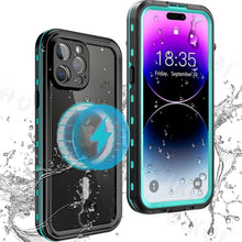 Load image into Gallery viewer, Waterproof Case For iPhone 14 Pro Max 14 Pro iPhone 13 Pro Max Protector Full Body Protective Dustproof Magnetic Phone Case Waterproof 360 Degree All-Round Protection with Built-in Screen Protector Outdoor Transparent Shockproof Case