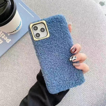 Load image into Gallery viewer, Fashion Teddy Plush Soft Phone Case for iPhone 13 12 11 Pro Max XS Max XR X SE Furry fluffy Warm Cover for iPhone 6 7 8 Plus Furry Plush Design Soft Silicone Bumper Fashion Fluffy Fur Warm Protective Back Cover