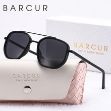 Load image into Gallery viewer, BARCUR Fashionable Trendy Polarized Sunglasses Polygon Frame with Delicate Thickened Striped Design – TAC Lens UV400 Protection for Driving and Outdoor Activities Women’s Fashion Sunglasses for Summer